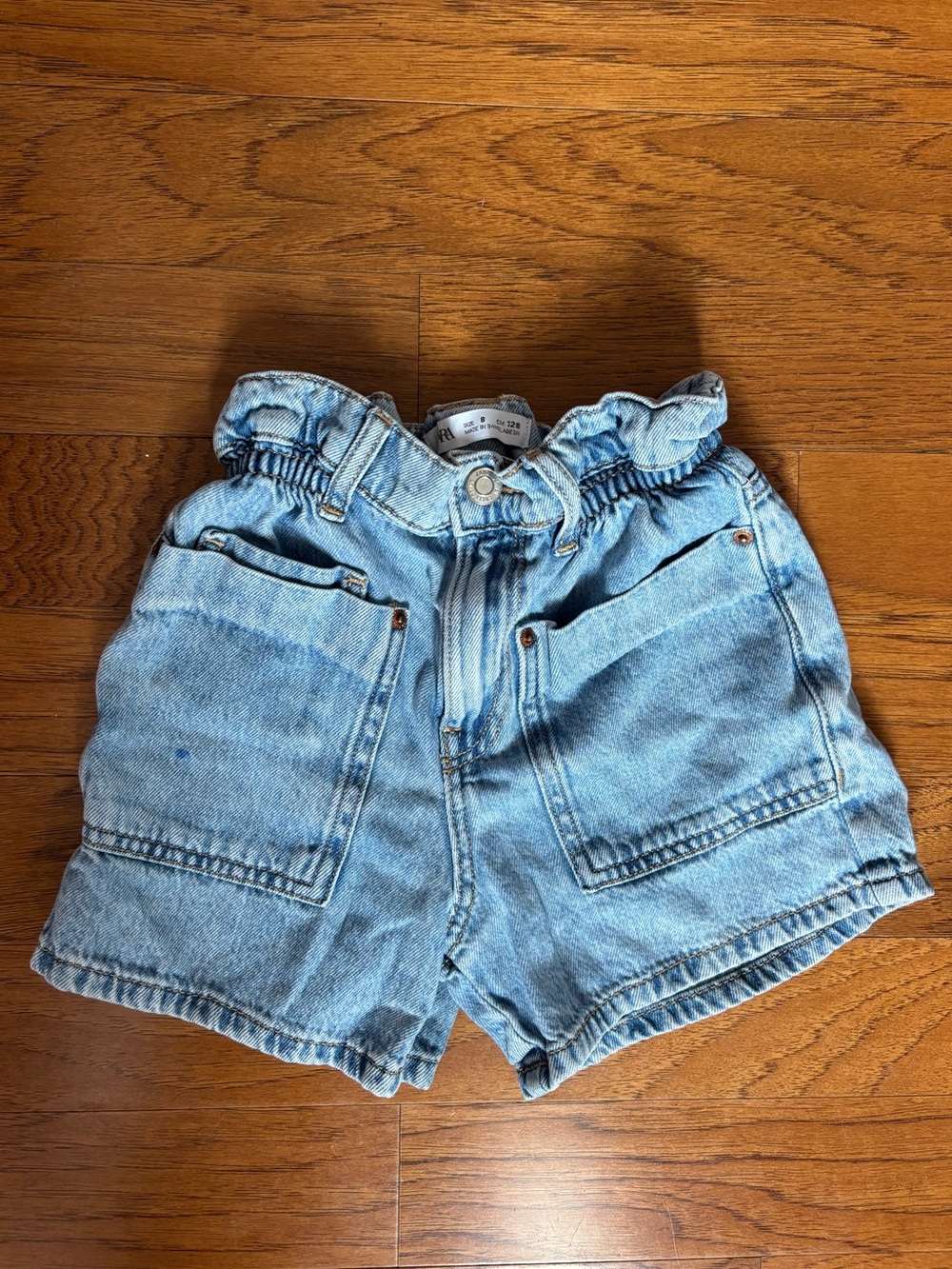 Zara Light Blue Paperbag Denim Shorts